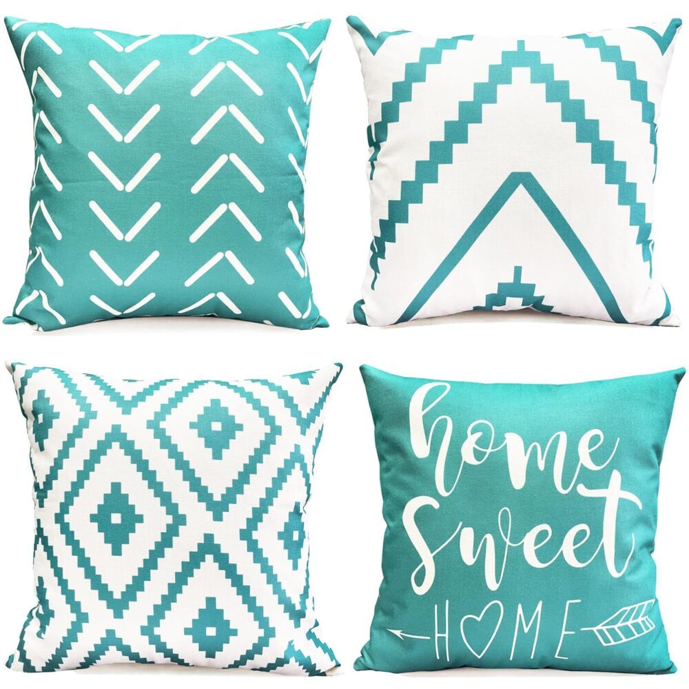 5708 Decorative Throw Pillow Covers 18x18 Inch Aqua Blue Pillow Covers